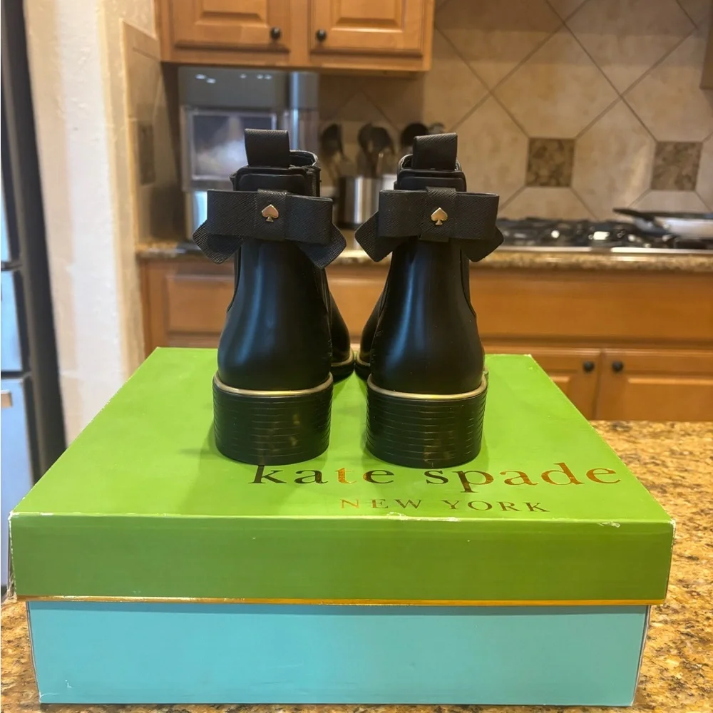 kate Spade Black Boots with Gold Trim